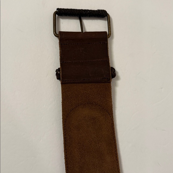 ALL SAINTS JACKS PLACE VINTAGE BELT WIDE BROWN LEATHER BRAID ACCENT SIZE L - Picture 8 of 13
